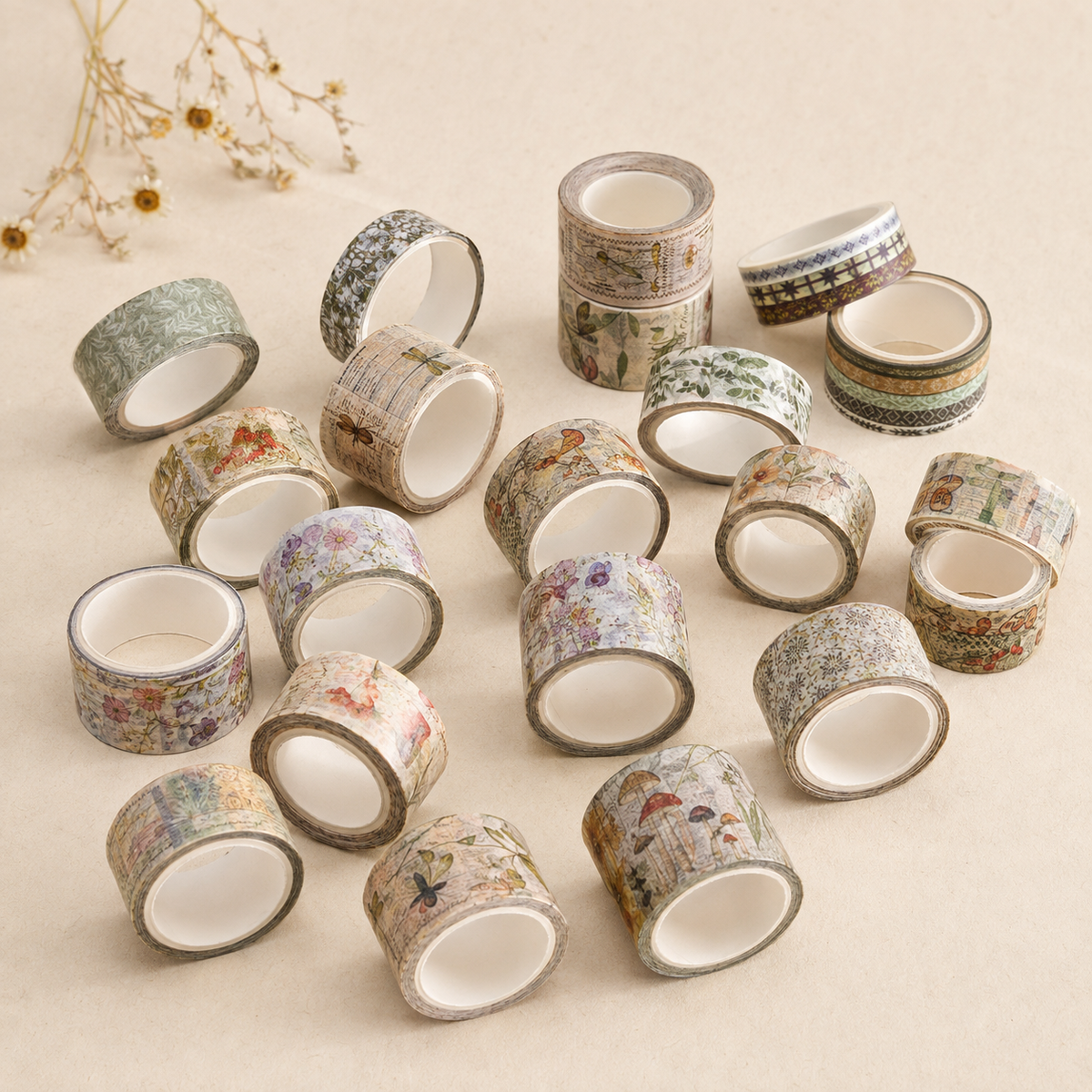 Vintage Botanical Washi Tape – Decorative Journaling Tape | Cottagecore Stationery