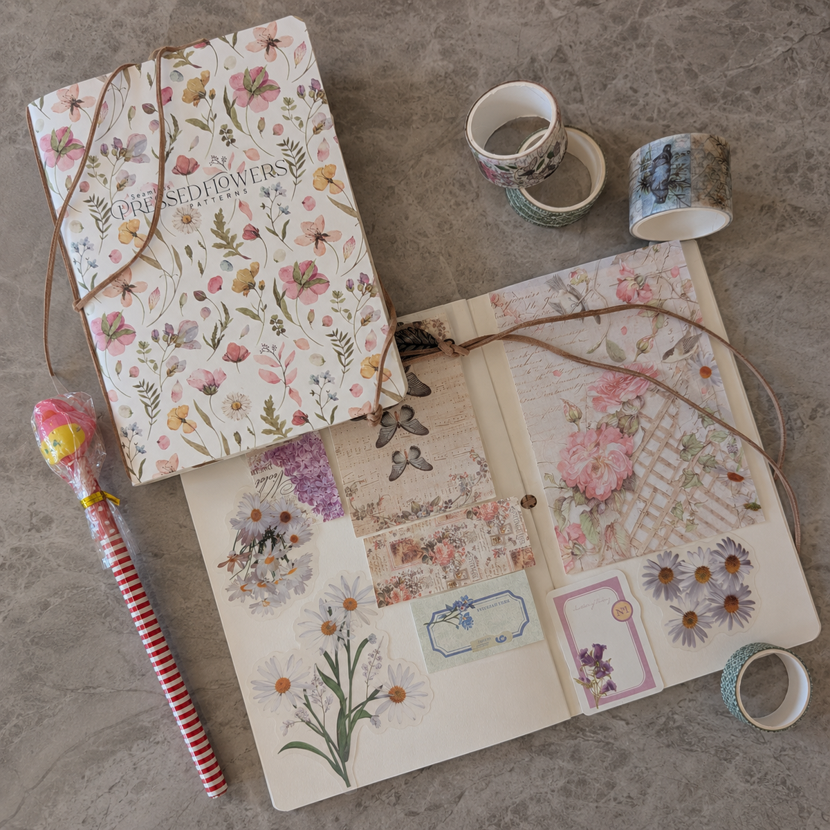 Botanical Garden Journal – Floral Hardcover Notebook with Leather Cord | Aesthetic Stationery Gift