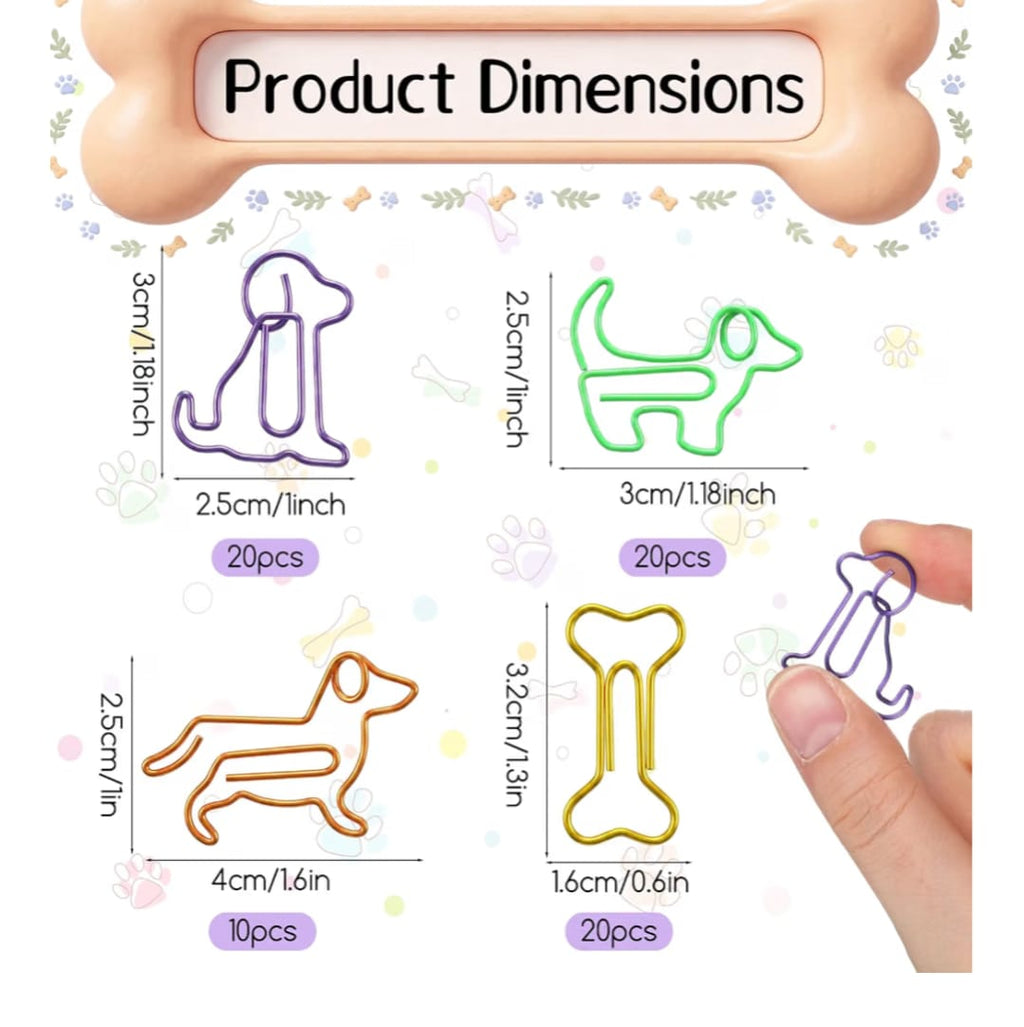 Dog & Bone Paper Clips – Pack of 10 | Cute Desk Accessories for Dog Lovers