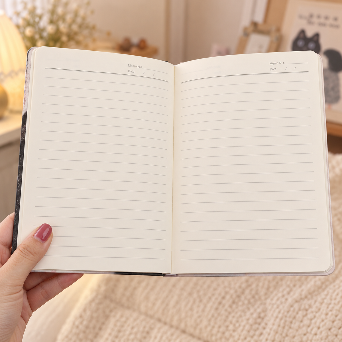 Girl and Cat Hardcover Notebook