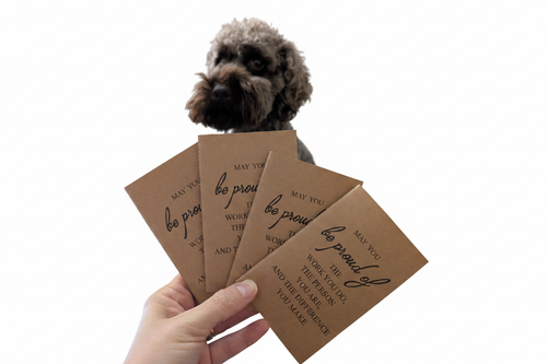 Dog with Motivational Cards - Clean Background